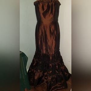 JOVANI Brown Long Strapless Gown